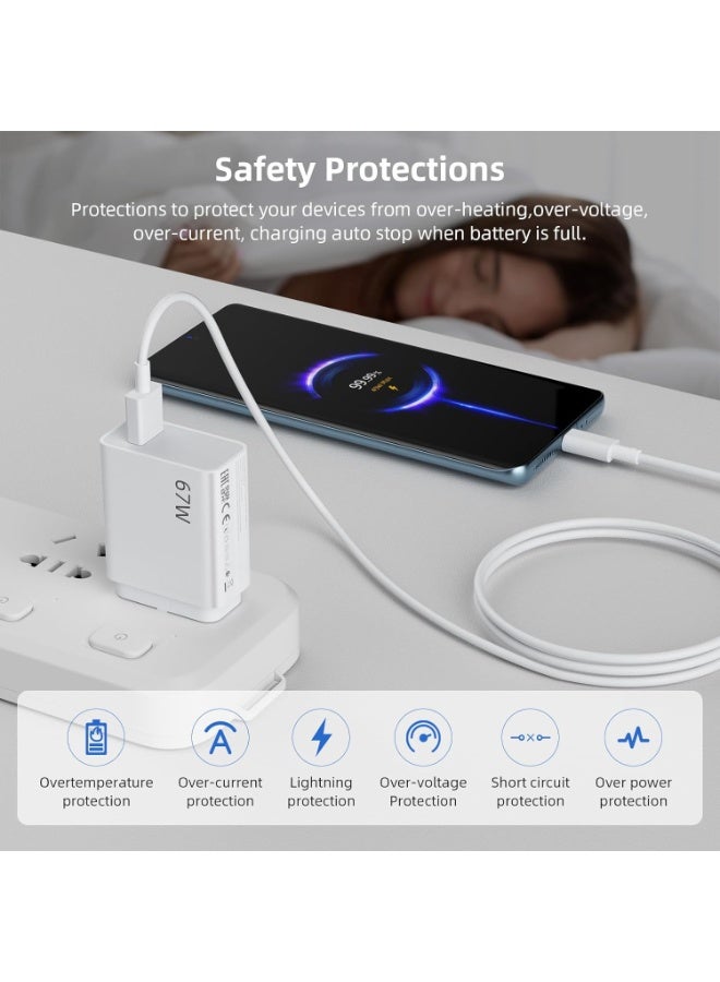 67W Fast Charger Plug for Xiaomi Mi 17/15/14 Ultra/13/12/11/10/ Poco F8/F7/F6/F5/F4 Gt/X8/X7/X6/X5/X4 Pro,USB Wall Charger Turbo Charge for Redmi Note 15/14/13 Pro/12/11/10/9 /K90/K80/K70/K60/K50  Pad 9/8/7/Pad 6/Xiaomi POCO M7/M6/M5/M4 Pro With 1M USB C Charging Cable - Image 5